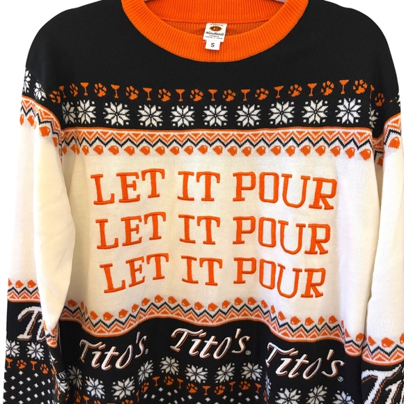 Tito’s Handmade Vodka Holiday Sweater “Let It Pour” Size Small UNISEX Christmas - Picture 5 of 15
